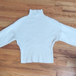 White Ribbed Turtleneck Sweater